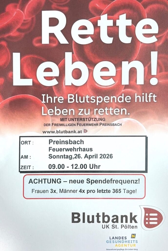 Blutspendeaktion der FF Preinsbach 2026
